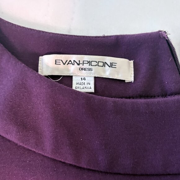 Evan Picone Plum Sheath Dress Bow Detail Career Office Dress Size 14 - Picture 5 of 6